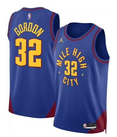 Men's Blue Denver Nuggets #32 Aaron Gordon Statement Edition Stitched Basketball Jersey